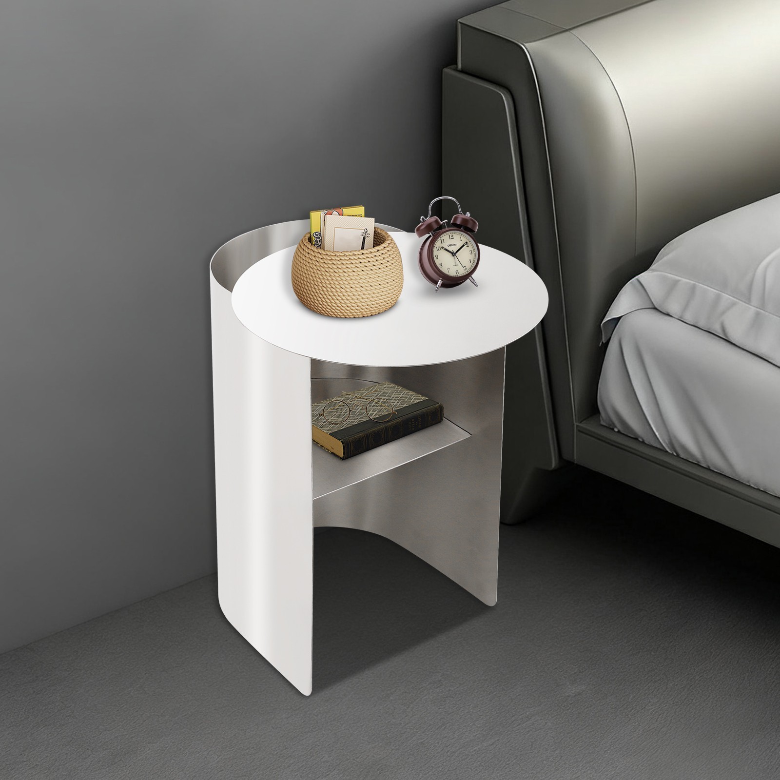 Side Table 28*46*51cm Bedroom Stainless Steel Side Table Silver Sofa Side Table