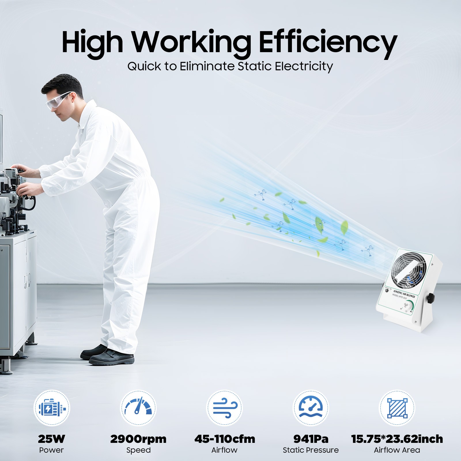 Anti Static Ionizing Fan 110V 25W Metal Copper Blower for Electronics Workshop
