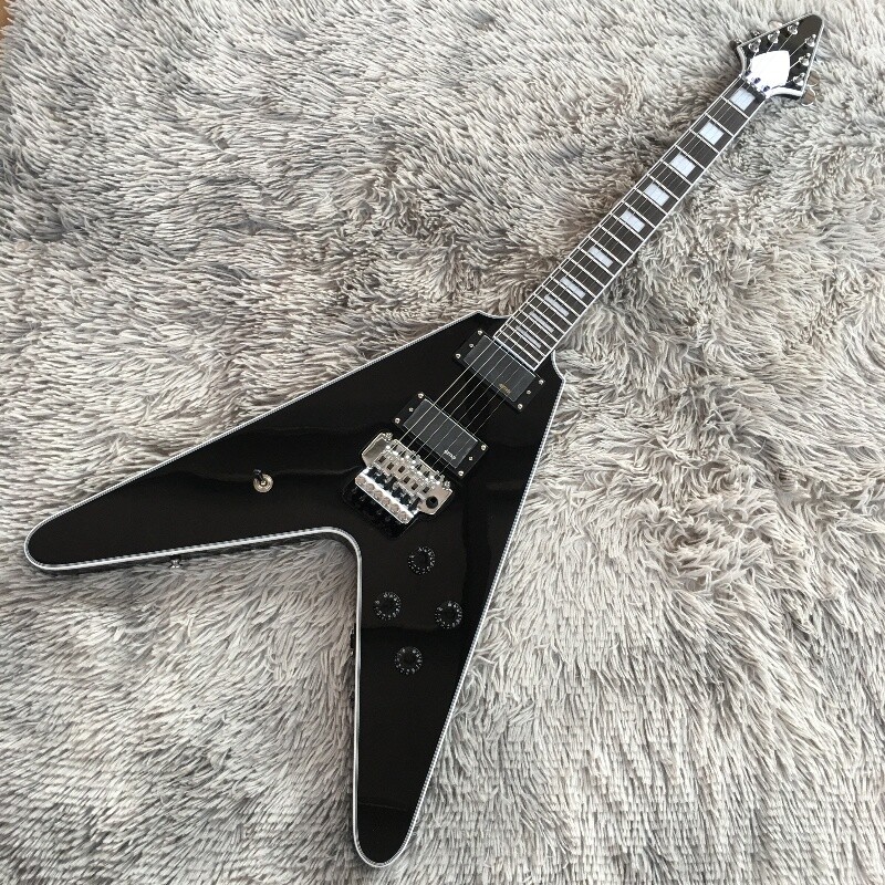 FlyingV Electric Guitar Black Tremolo Bridge HH Pickups Rosewood Fretboard