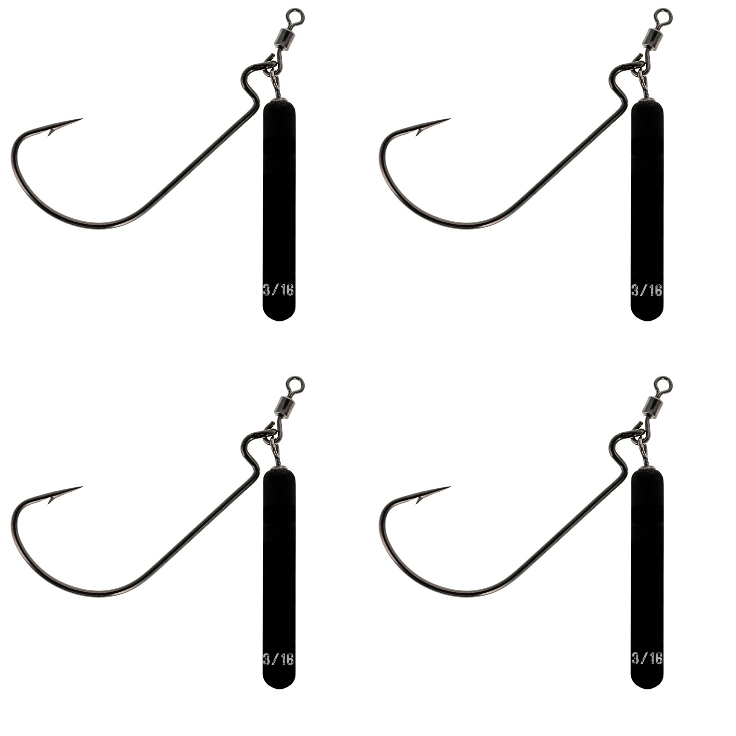 Reaction Tackle Tungsten Jika Rigs 4 Pack Never Chip Black Finesse Bass Rig
