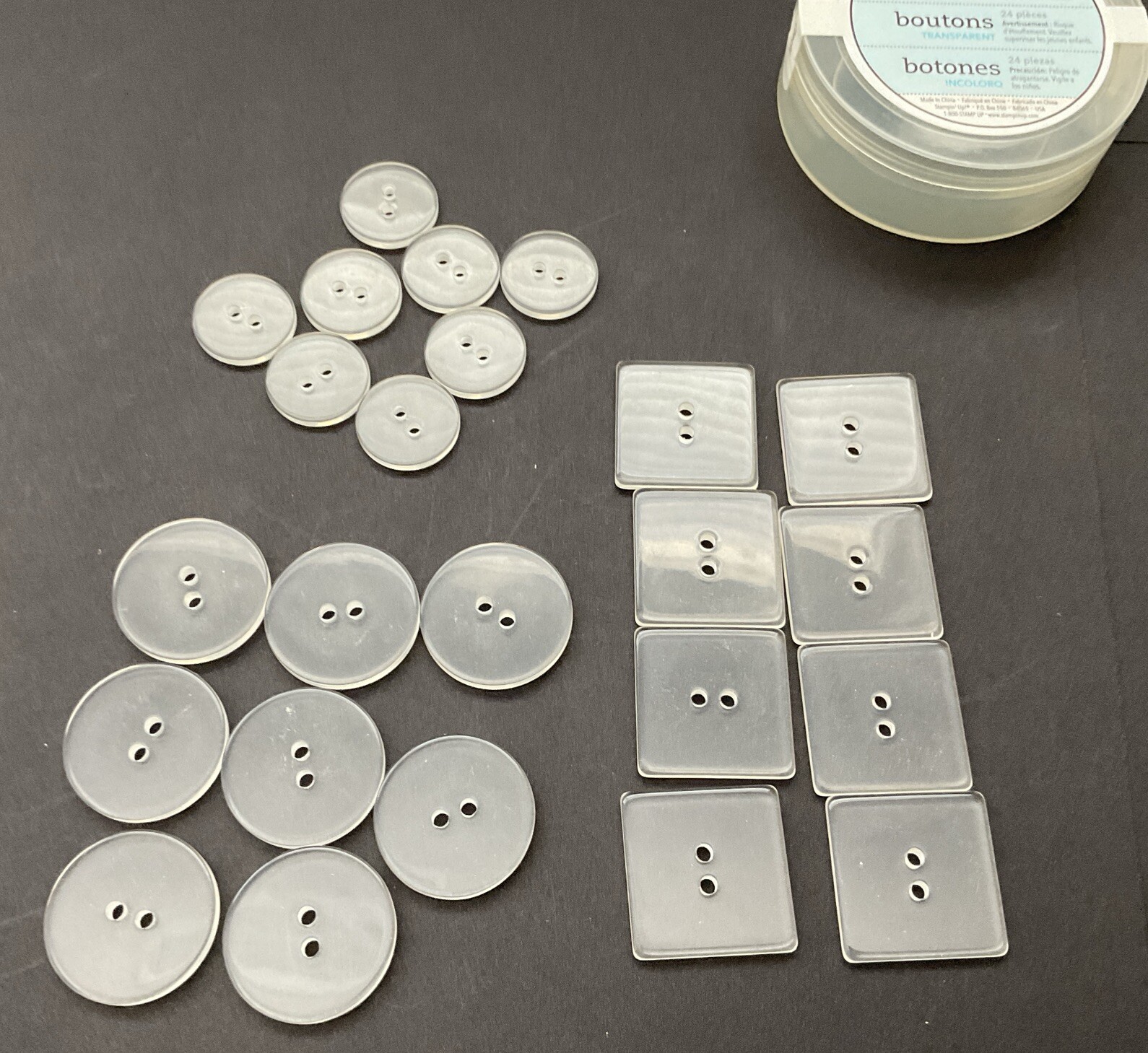 Stampin Up Clear Buttons - 24 Pieces - NEW 105447