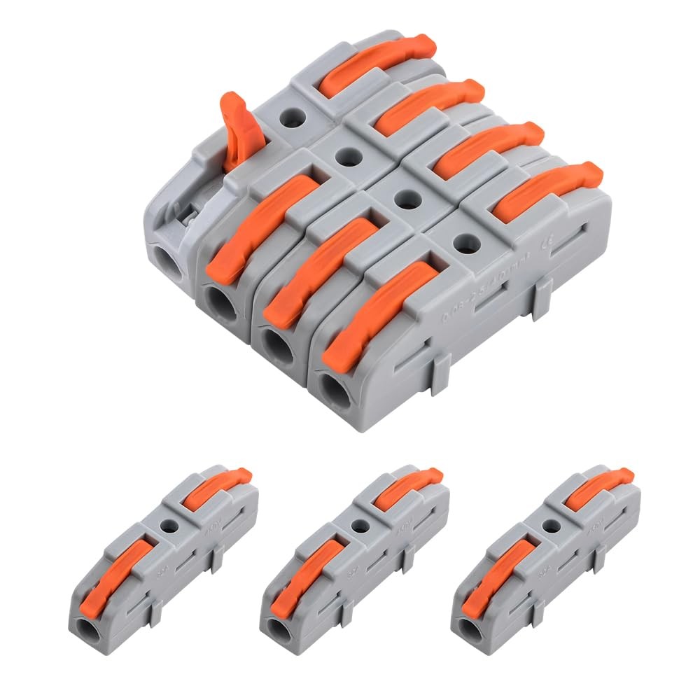 50Pcs Lever Type Wire nut connectors Compact PA66 Splicing Terminal Blocks Su...