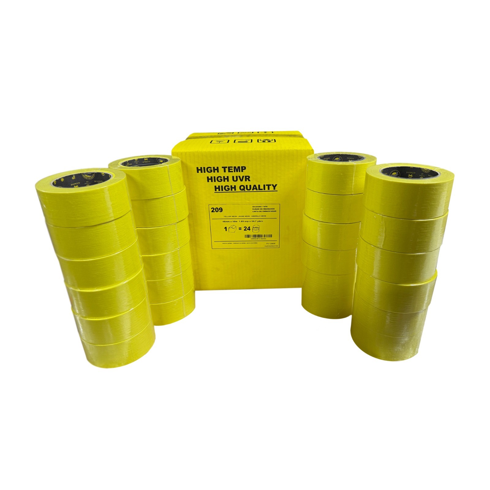 Vibac 2 inch (48mm X 50m) Premium Automotive Masking Yellow 209 Tape 24 Roll