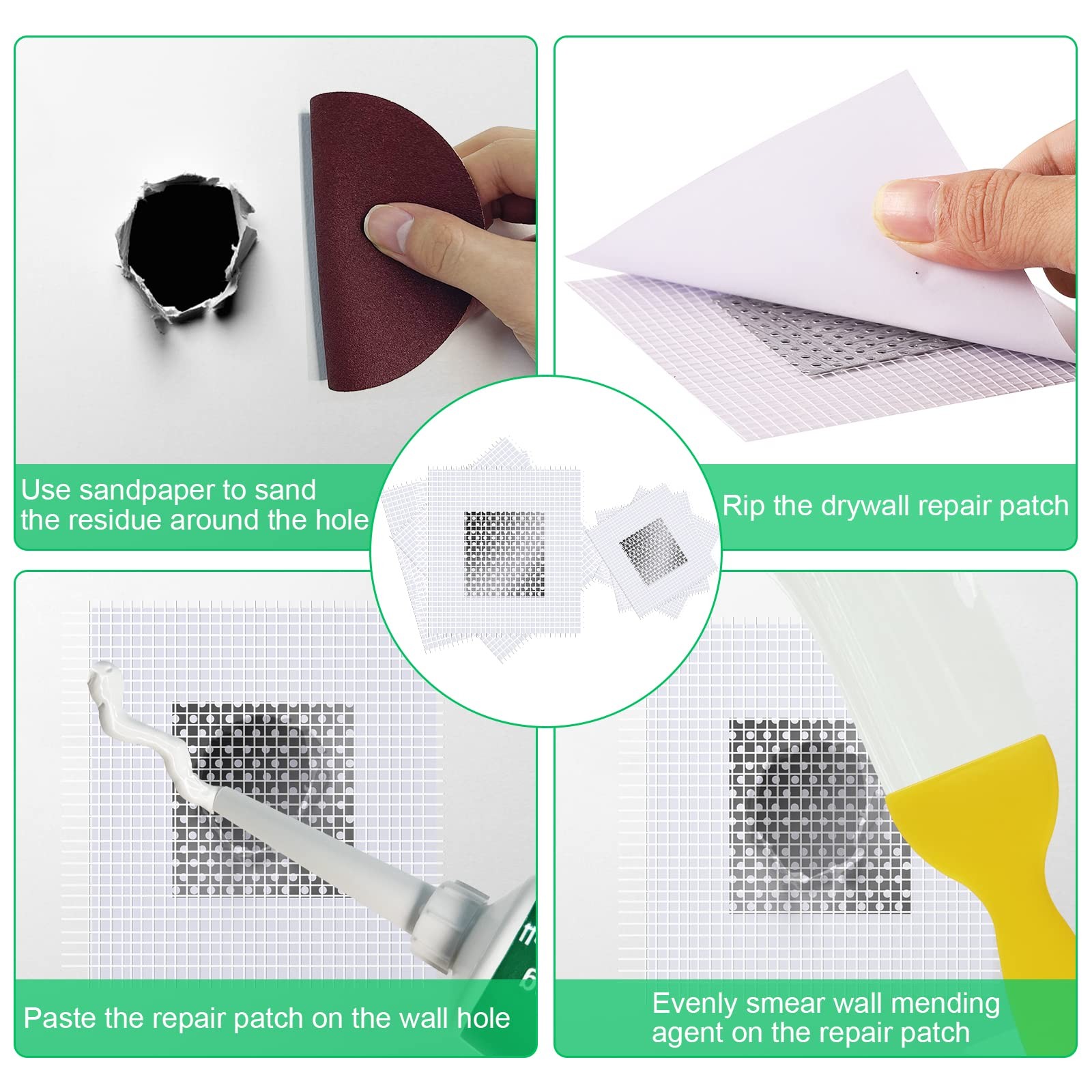 Drywall Repair Kit, 2 Pcs Spackle Wall Patch Kit with Scraper, 2 Pack