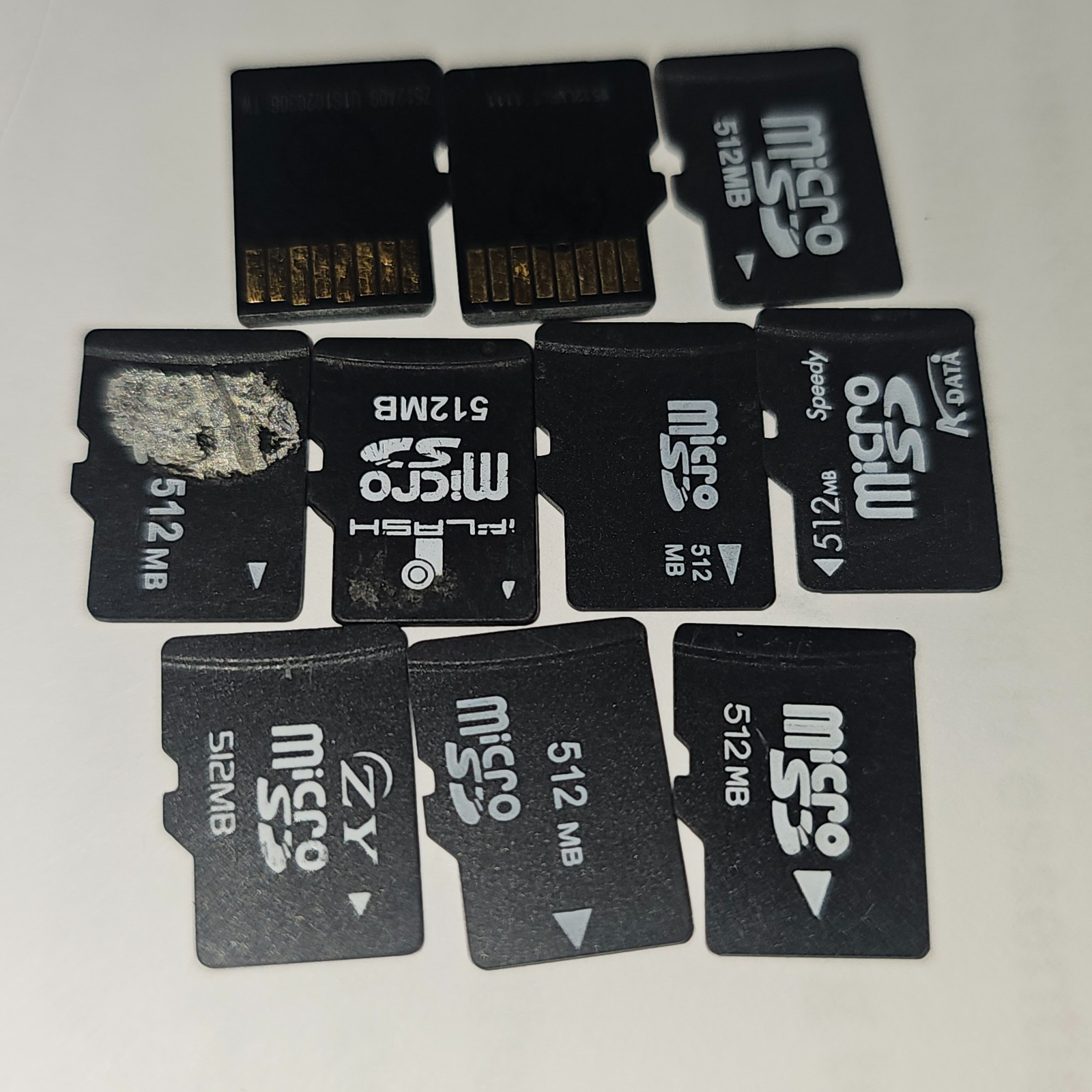 10 pieces Micro SD card 512mb used, assorted brands