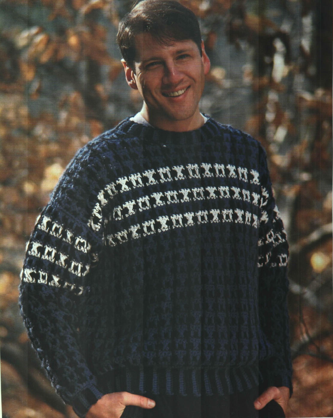 FAIR ISLE PULLOVER SWEATER MEN'S 5 SIZES CROCHET PATTERN INSTRUCTIONS