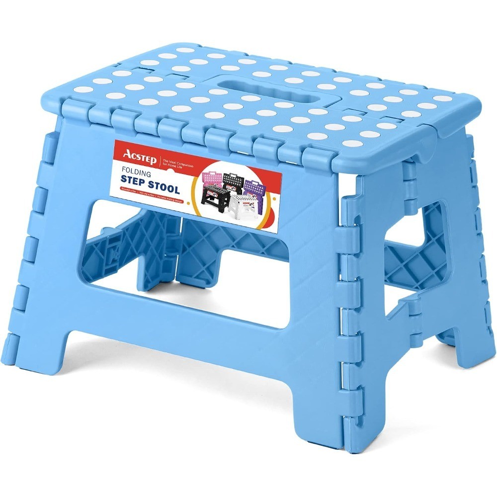 Folding Step Stool - Lightweight, Plastic Step Stool, 9 inch Foldable Step