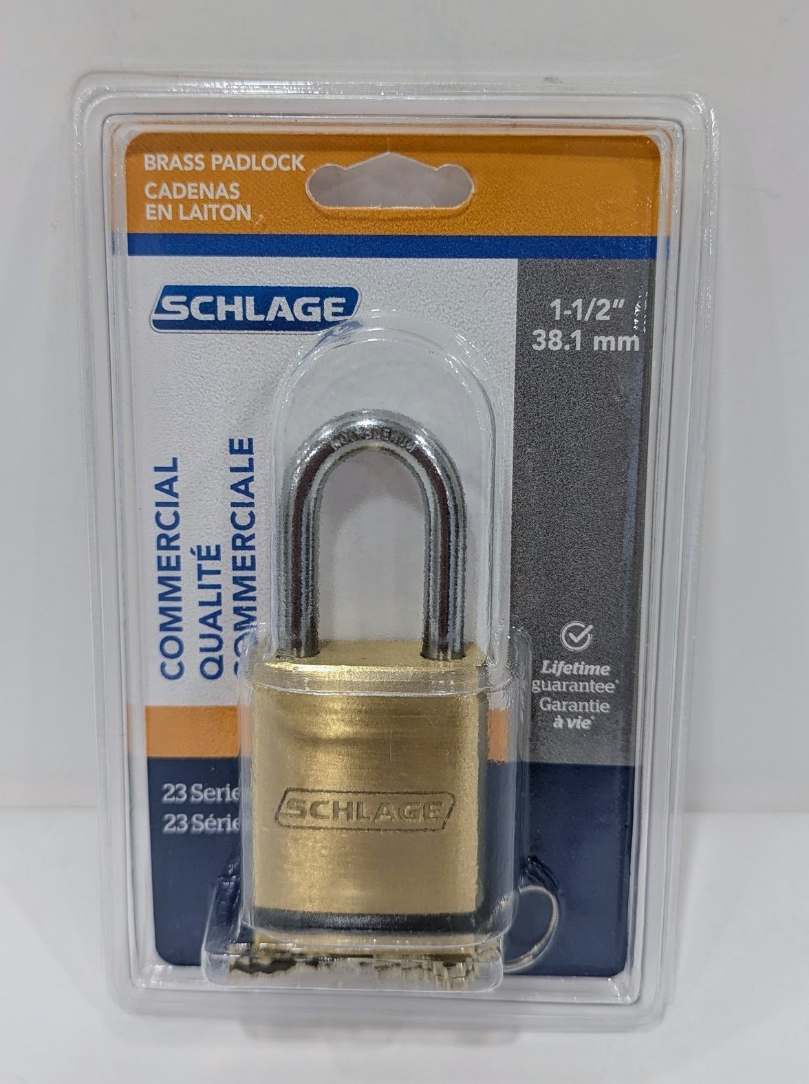 Schlage KS23D2300 Commercial 23 Series Brass Padlock (1-1/2" x 5/16" Shackle)