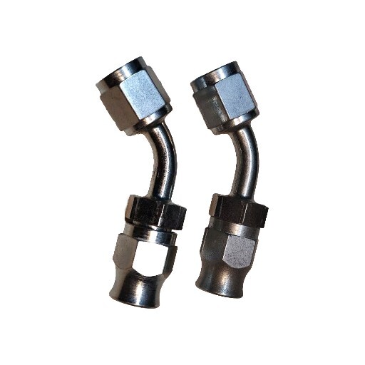 4AN PTFE 45 DEGREE HOSE ADAPTER STEEL. POWER STEERING And FUEL Set Of 2