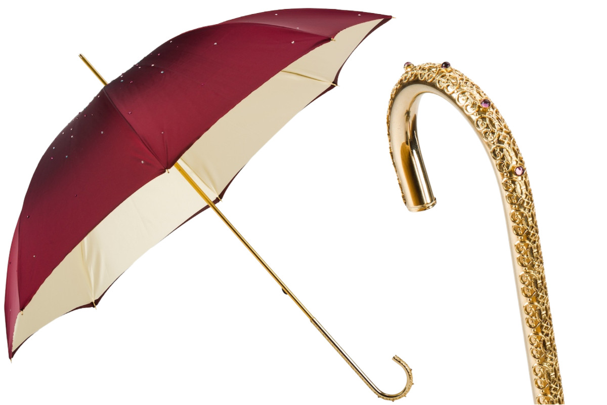 Pasotti Burgundy Umbrella, Double Cloth with Gift Box included New