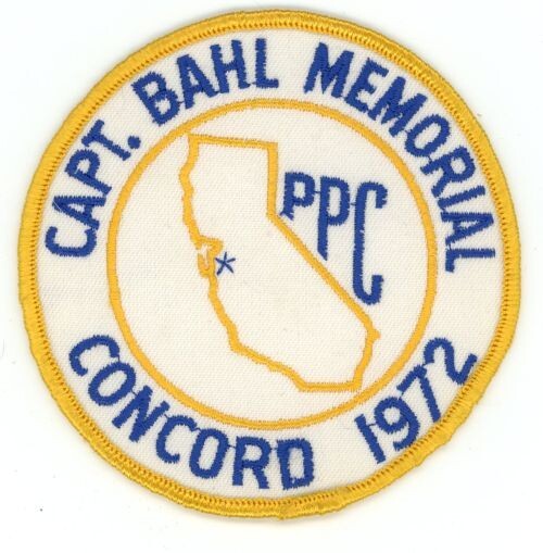 CALIFORNIA CA CAPT BAHL MEMORIAL POLICE PISTOL CONCORD 1972 SHOULDER PATCH