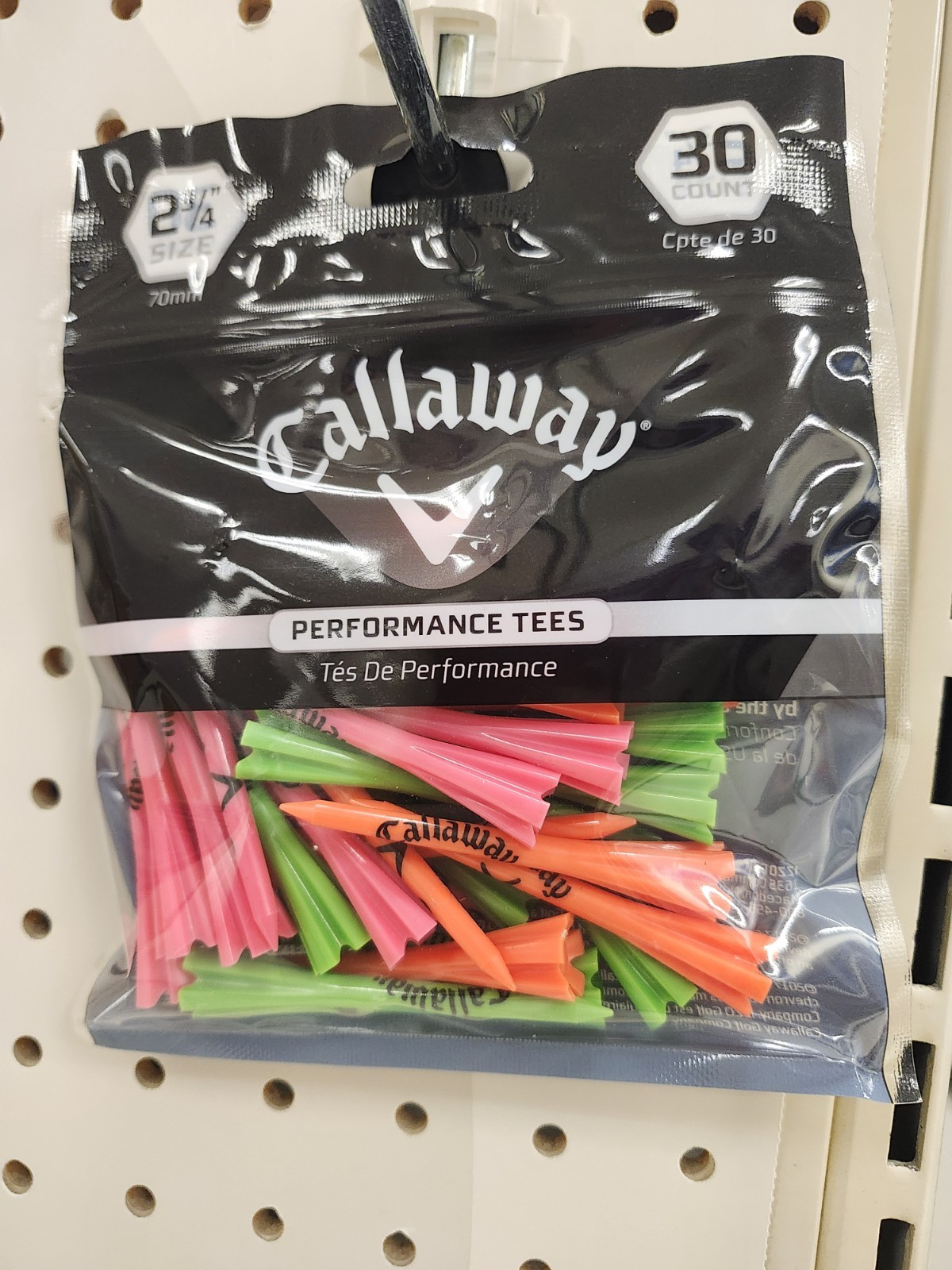 Callaway Performance Plastic Golf Tees (30 Pack) - 2.75 Inch, Neon Mix