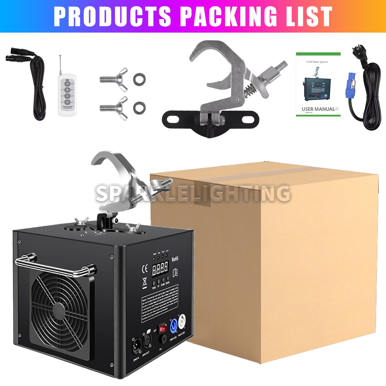 PAIDUN 2Pack 750W Hanging Cold Spark Firework Machine Stage Effect Wedding Party