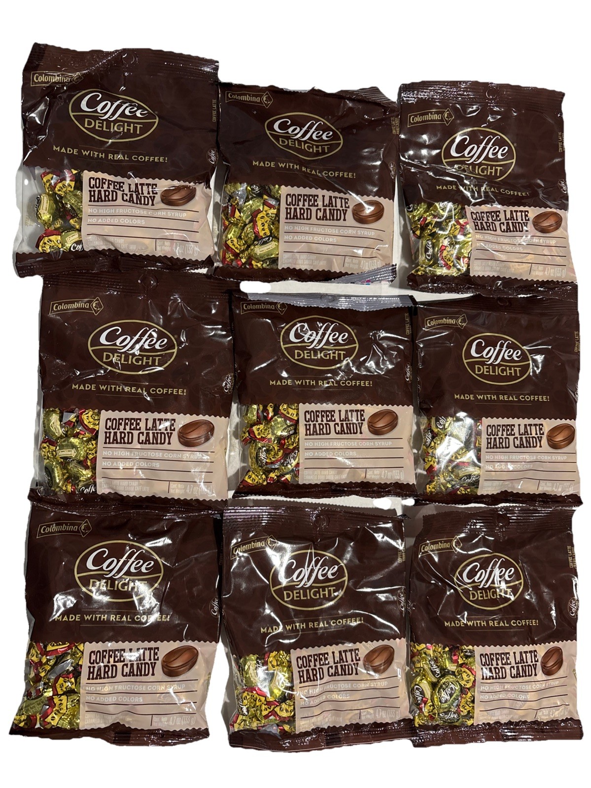 LOT x9 COLOMBINA Coffee Delight Latte Hard Candy 4.7 Oz Coffee Flavored *BB 2/27