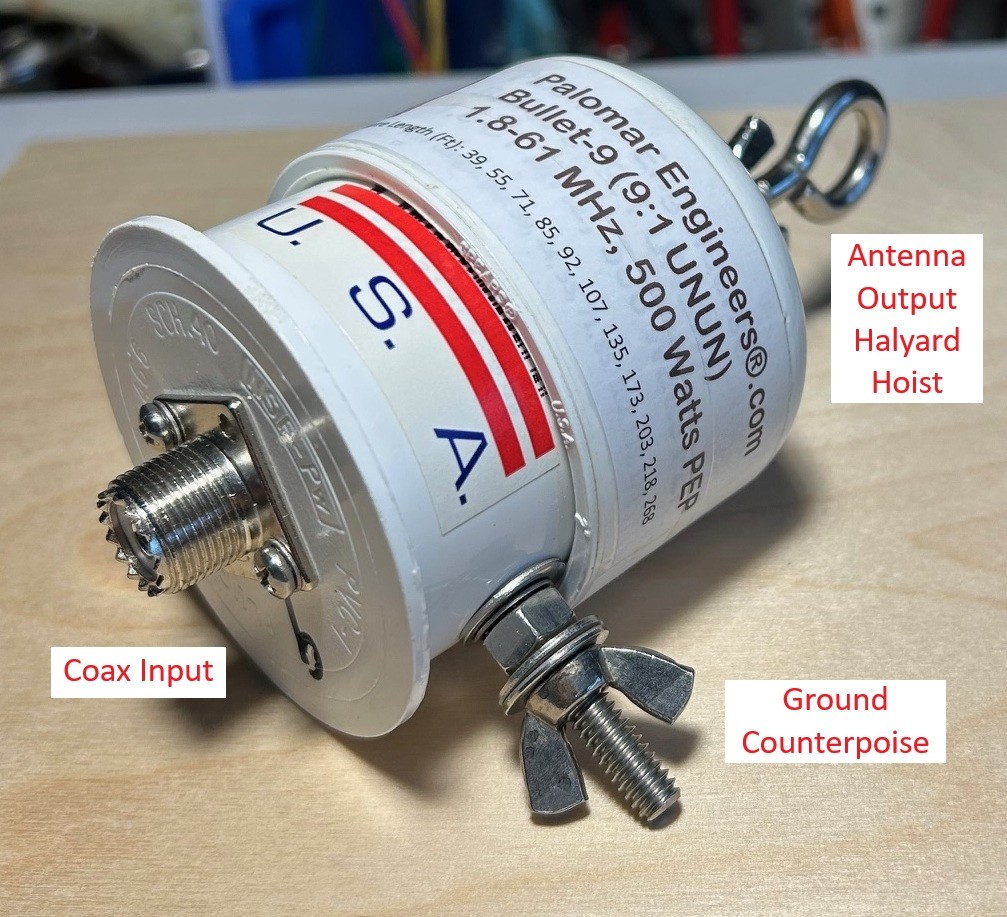 PALOMAR ENGINEERS BULLET 9:1 UNUN 1.8-61 MHz 500W FOR END FED WIRE HF ANTENNA