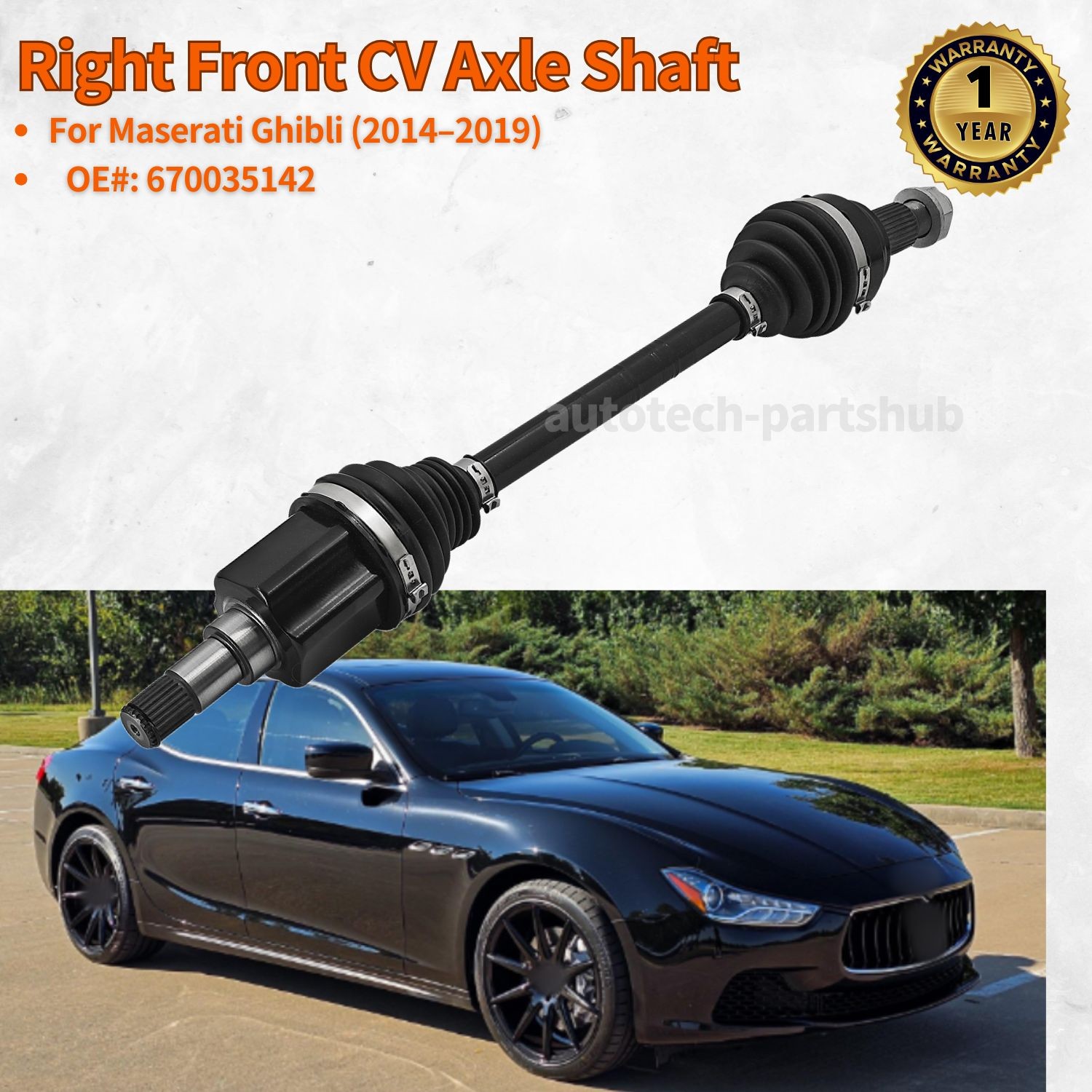 670035142 Front Right Shaft Axle for Maserati Ghibli M161 2014-2019 LEVANTE