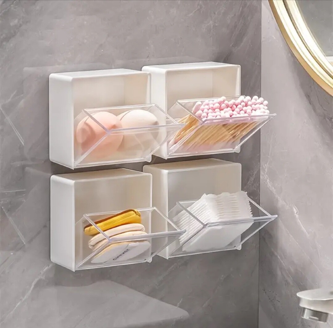4pc MiniHousehold Wallmounted Storage Box Punch-free Flip Storage Box Cosmetic
