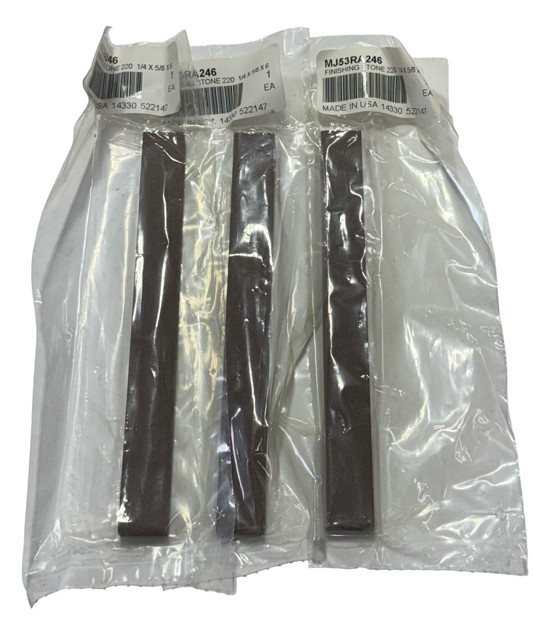1/4" x 5/8" x 6" Finishing Stone 220 Grit 3 Pack USA Made