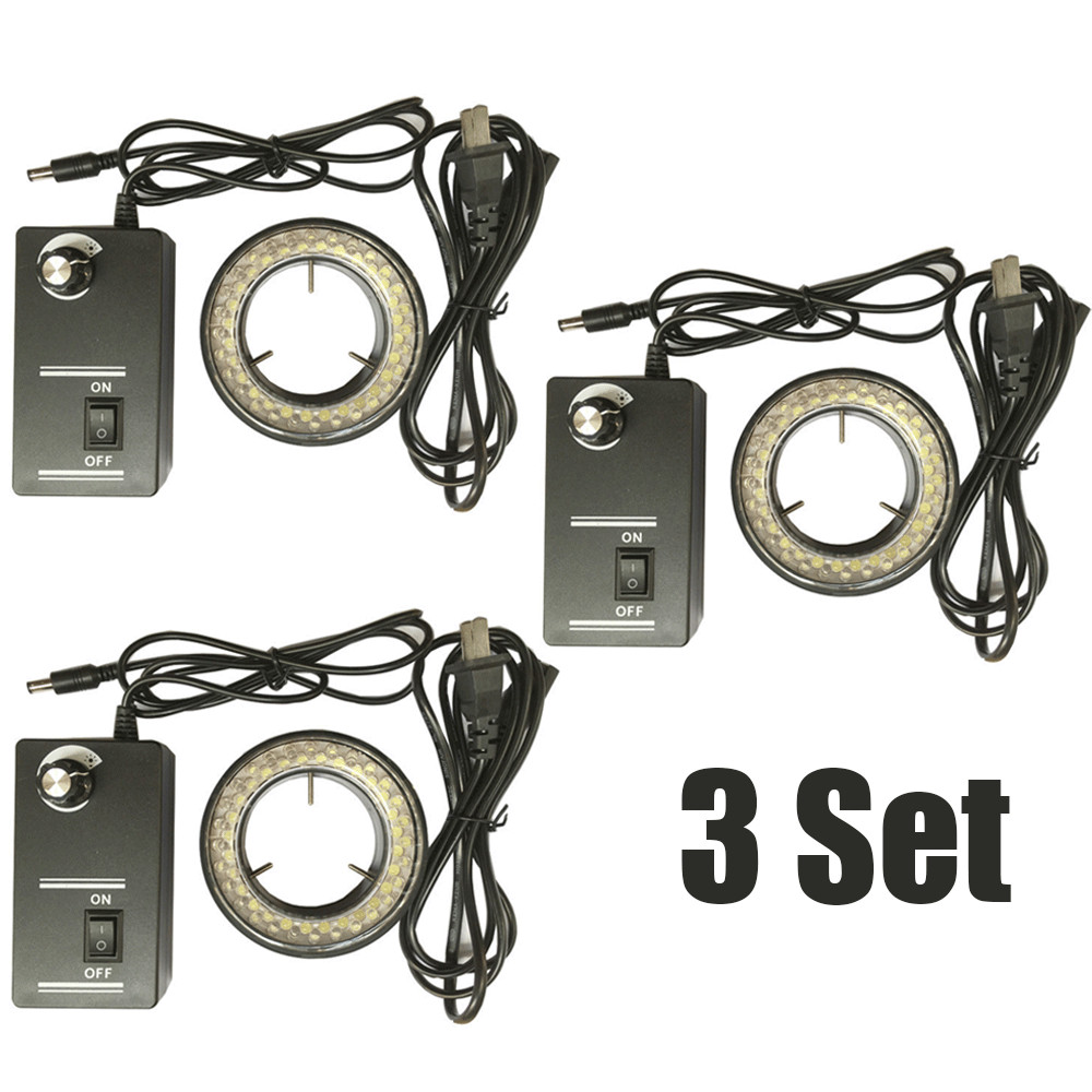 3Set 60-LED Adjustable Ring Light illuminator Lamp For STEREO ZOOM Microscope