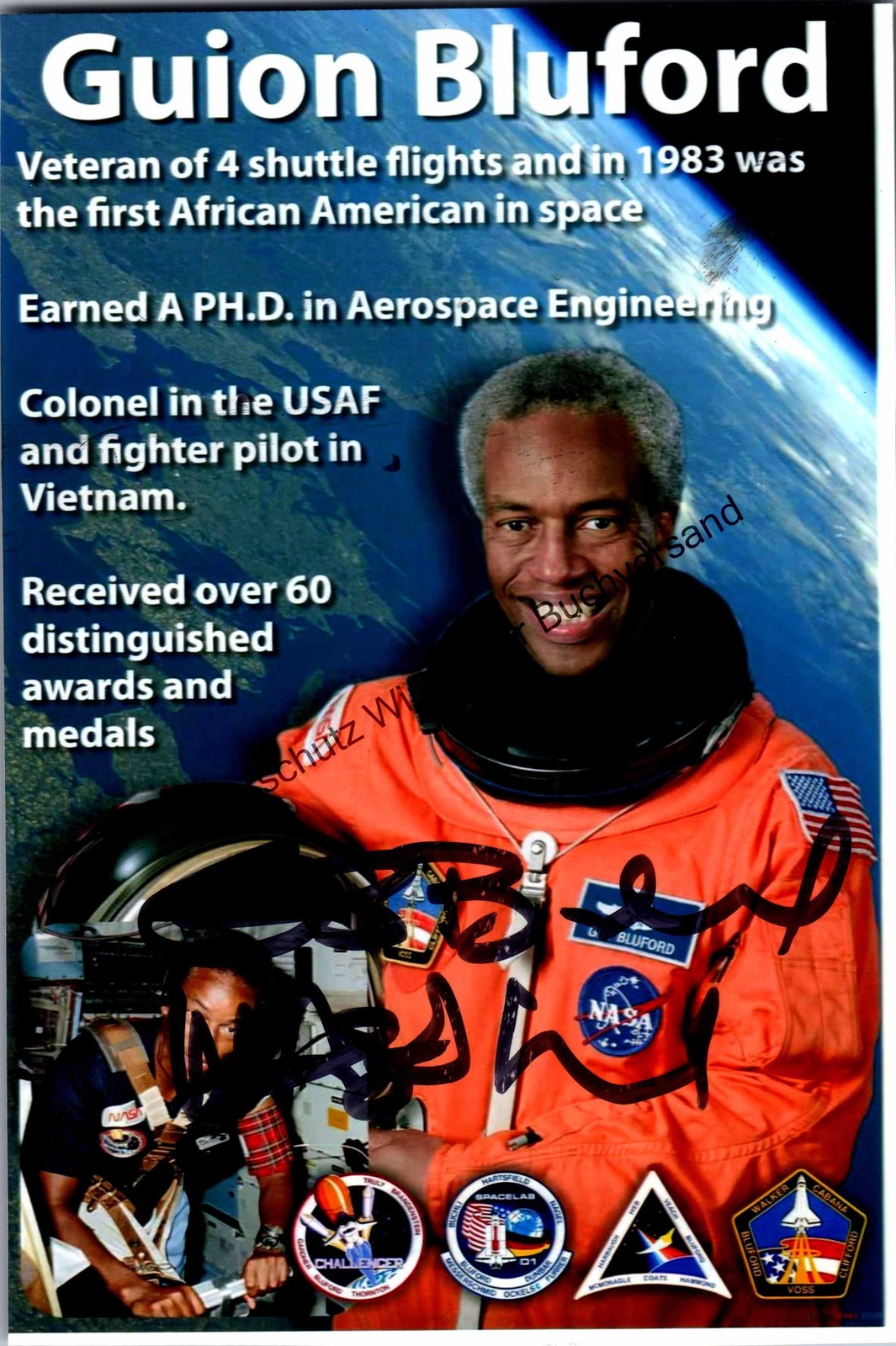 Autograph Guion Stewart Guy Bluford, Jr Astronaut STS 5 61A 39 and 53 / 325197