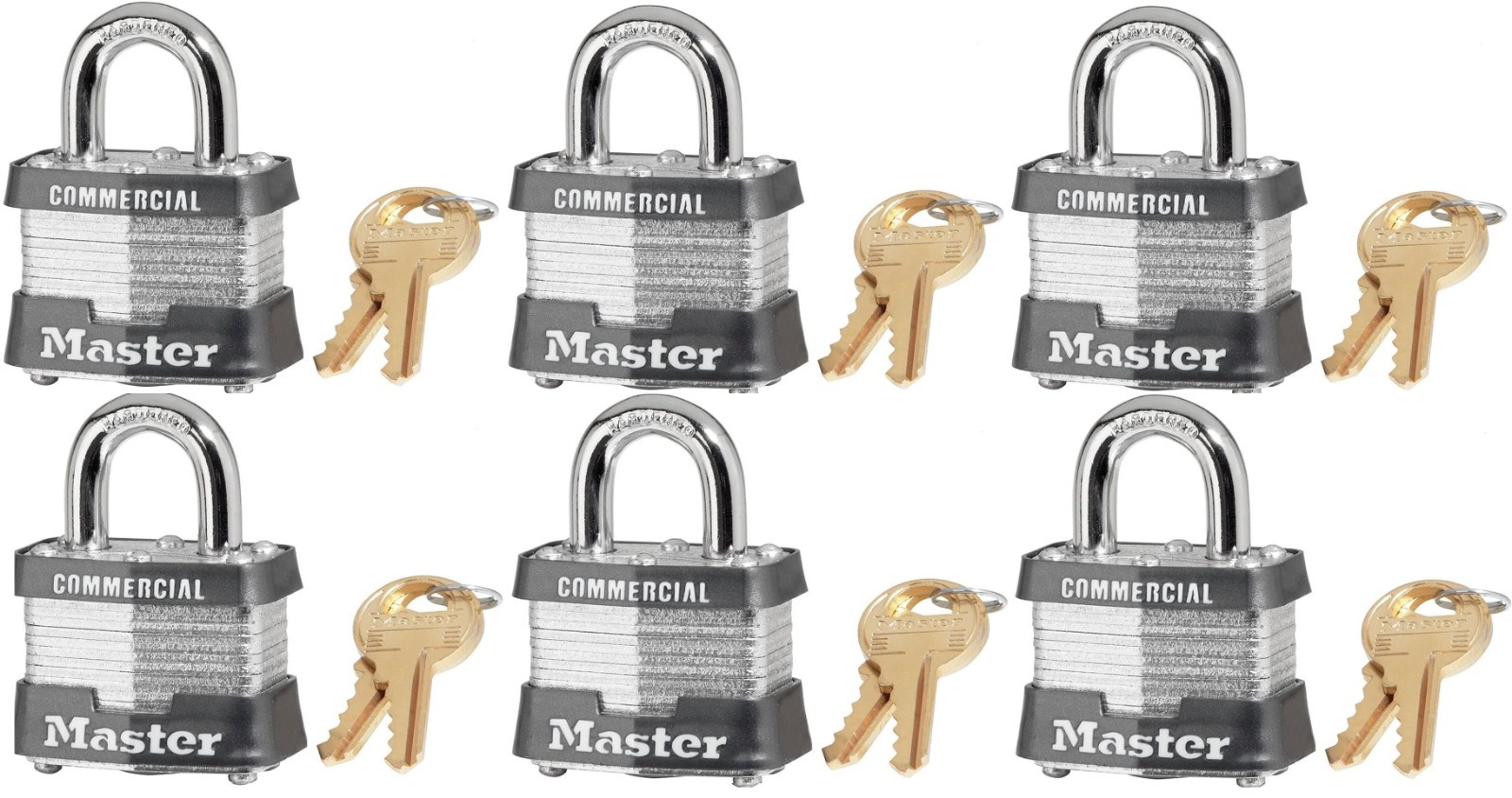 new Master Lock 3KA 3870 set of 6 keyed alike