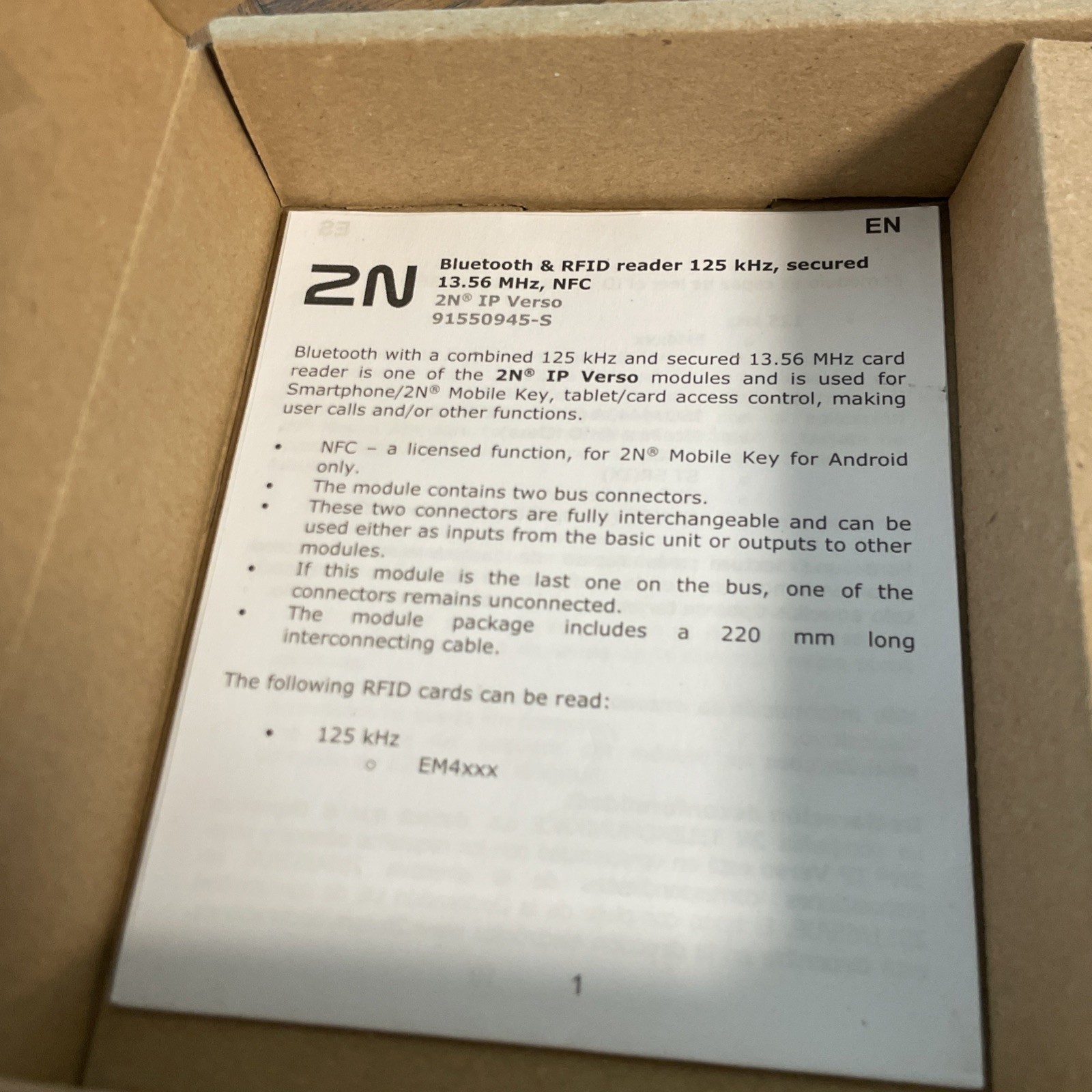 *new* 2N IP Verso Bluetooth & RFID Reader Module 91550945-S
