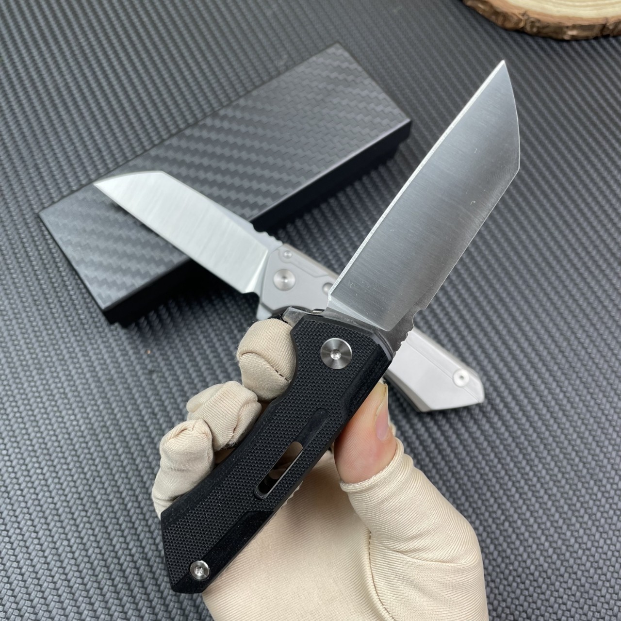 D2 Steel Black Folding Pocket Knife, Manual Opening Fruit & Outdoor EDC Tool