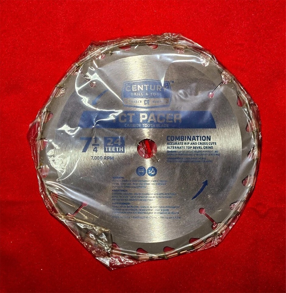 Century TCT Pacer 7-1/4", 24 Teeth Carbide-Tooth Blade, 7000 RPM, USA Made - NEW
