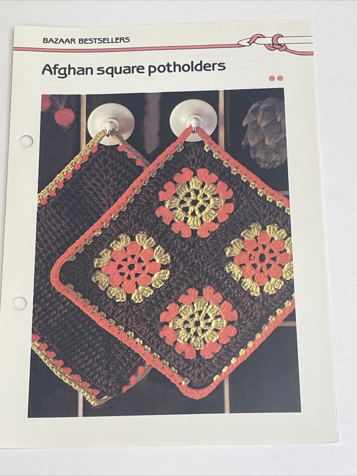 Afghan Square Potholders Marshall Cavendish Crochet Pattern