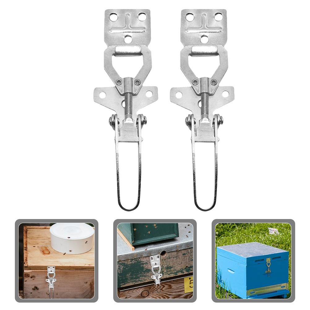 2Pcs Reusable Silver Hive Buckle Pull Latch Galvanized Steel Beekeeping Tools