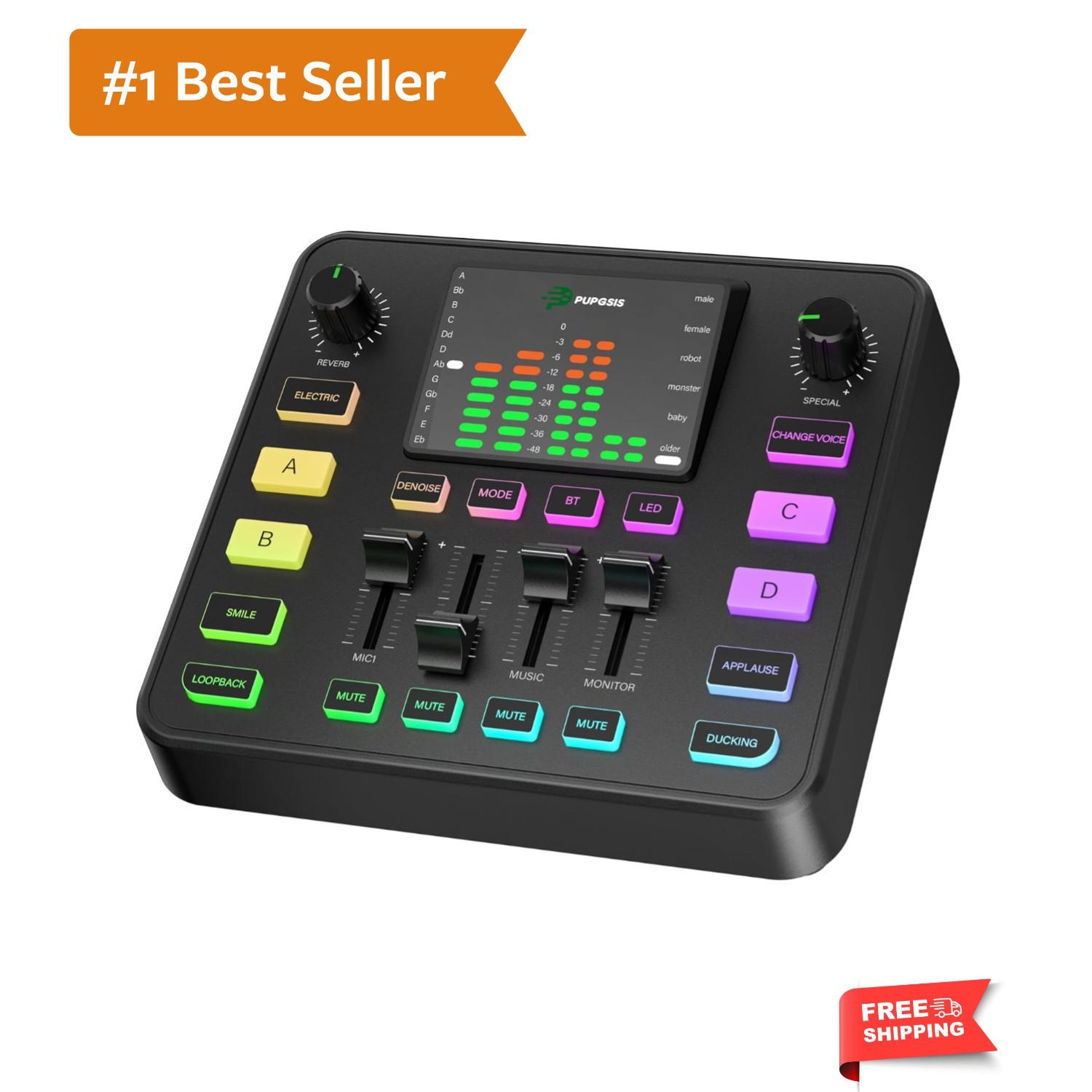 Gaming Audio Mixer, Audio Interface for pc,1/4" TRS Dynamic Mic interface,Sou...