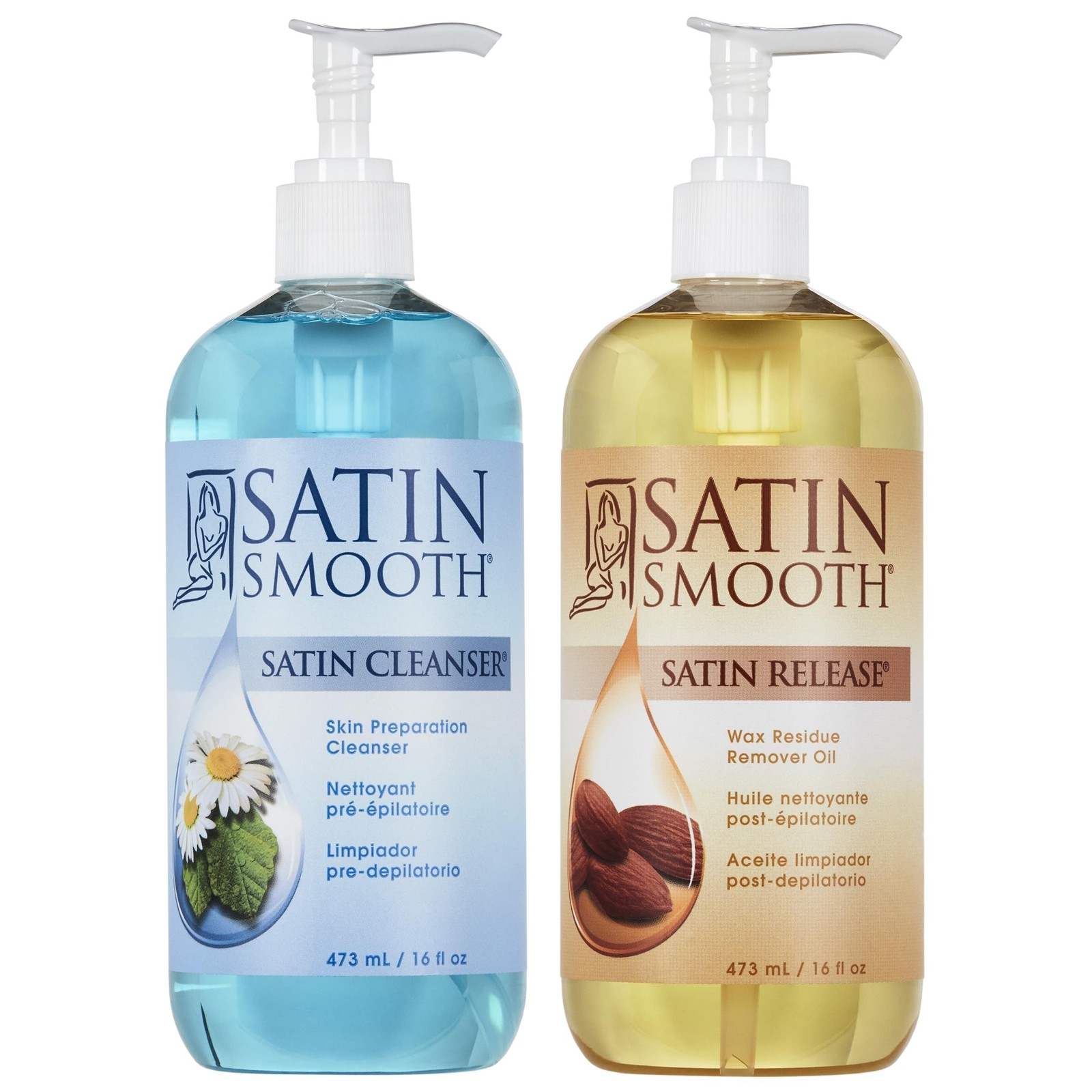 Satin Smooth Post Wax Oil, Wax Residue Remover + Satin Smooth Pre-Wax Cleanse...