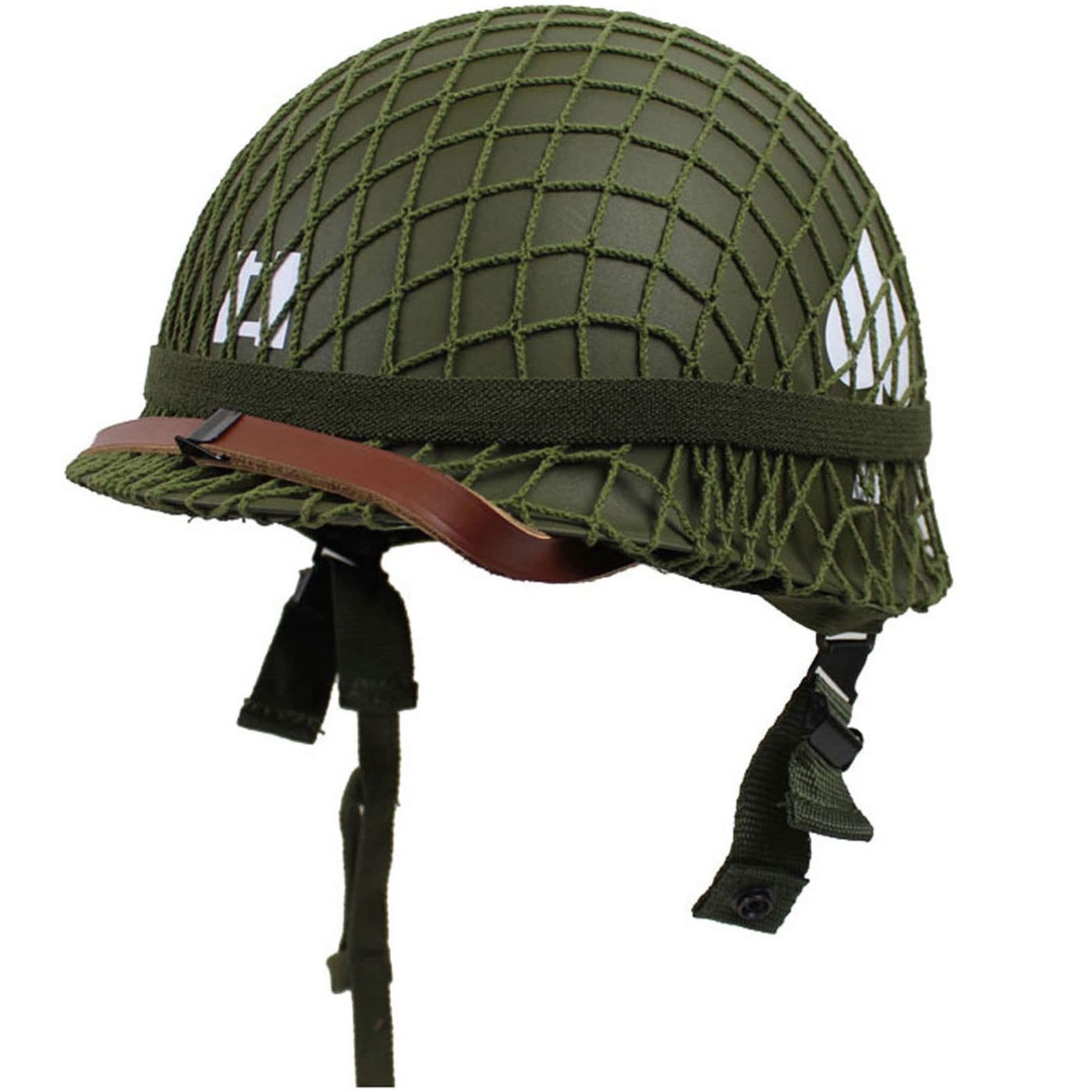 Outdoor WW2 US M1 Helmet Steel Field with Net Cover cat Eye Belt/Canvas Chin Str
