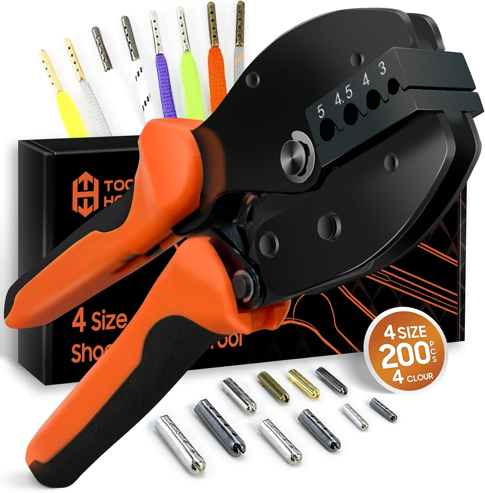 Aglet Crimping Tool 3/4/4.5/5mm Metal Aglet Replacement Kit for Shoelaces DIY