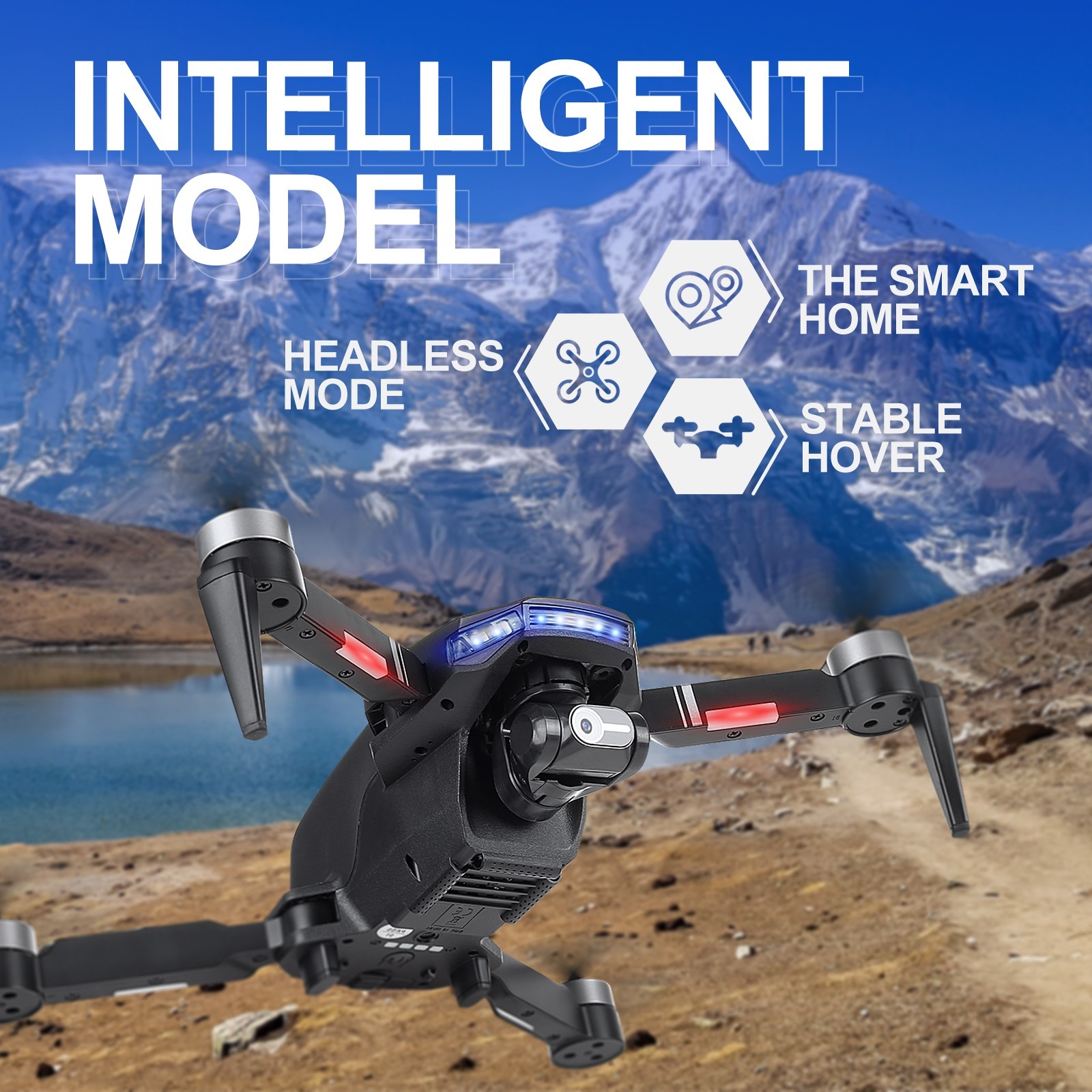 Drone 4K HDR Camera WiFi FPV Anti Shake 50 Mintimates GPS Hold Headless Foldable