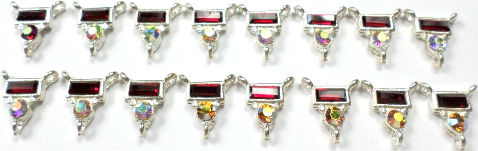 16 Made with Swarovski Colorful Red Rectangle Connector Pendant Earring 16x14mm