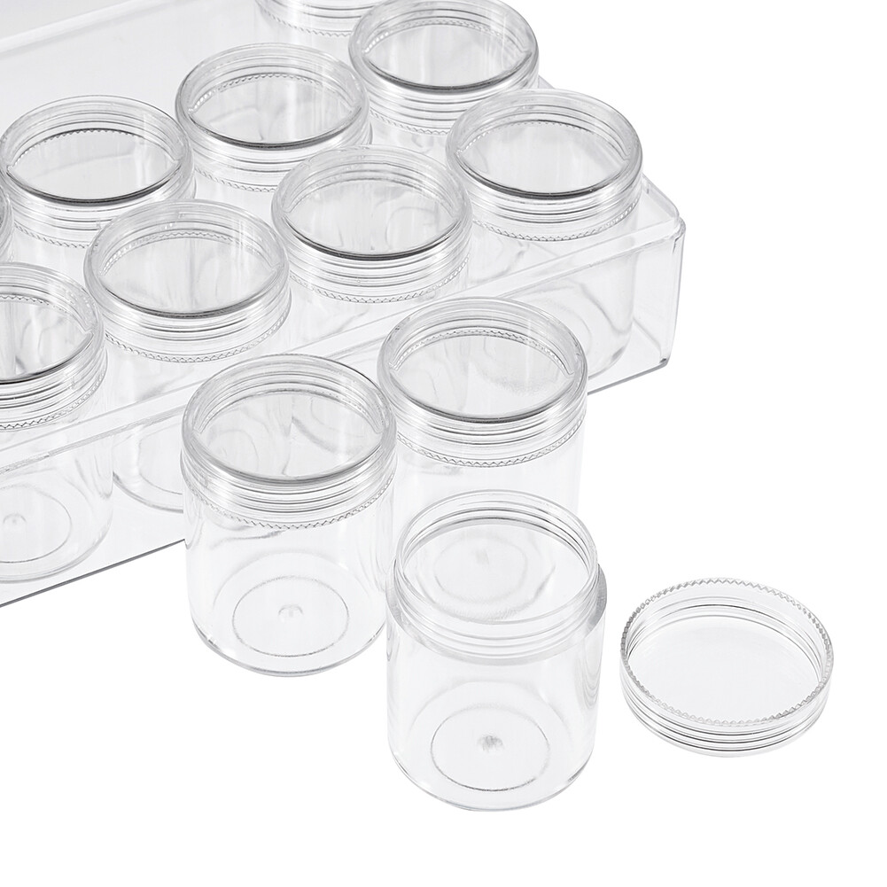12pcs/Set Empty Plastic Bottles Jars Bead Storage Rectangle Container 160x122mm