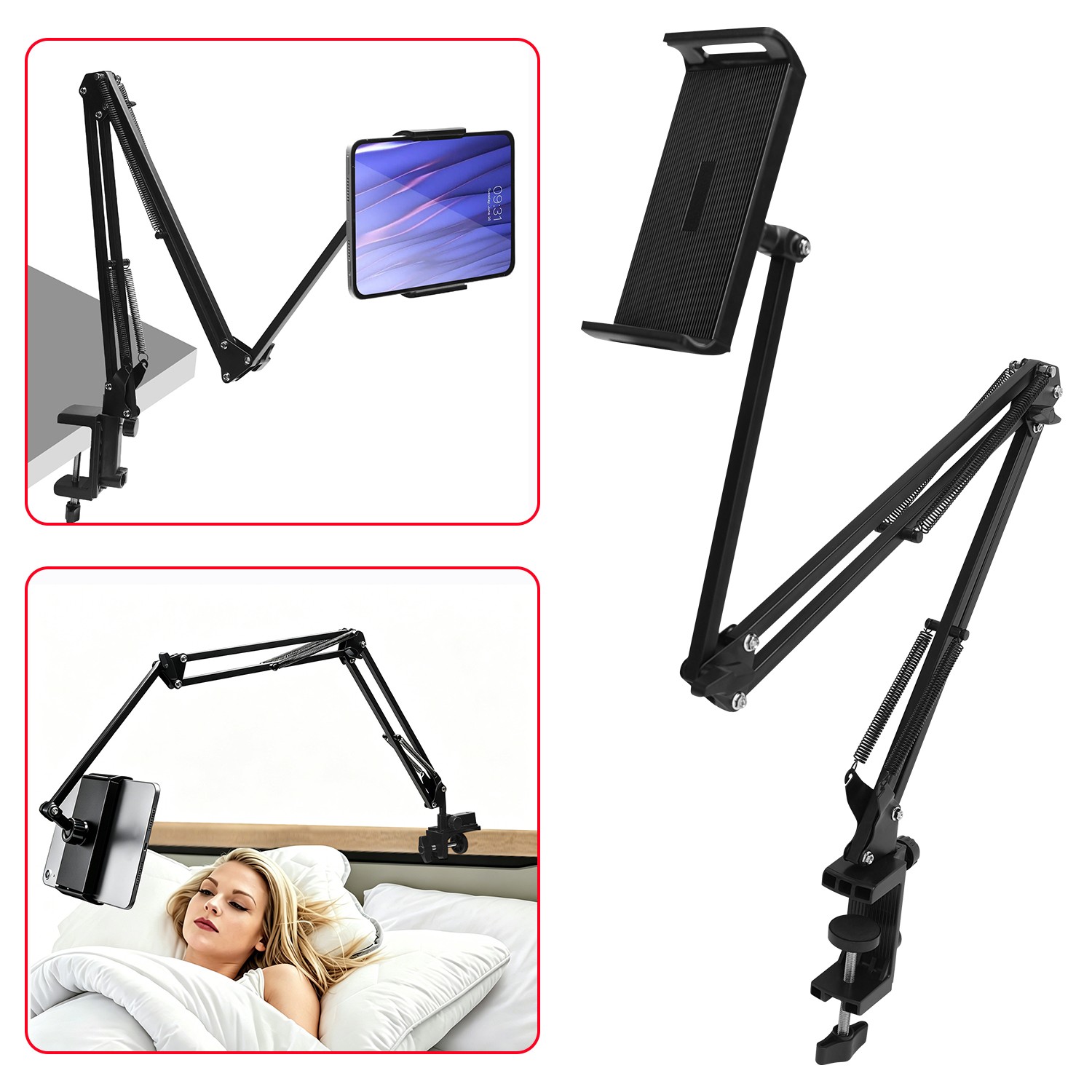 Extendable Mobile Phone Tablet Holder Metal Bracket for Desk Cantilever Stand