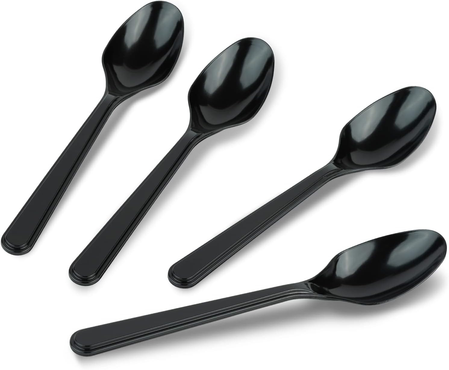 50 Pack Heavy Weight Plastic Spoons Black Disposable Spoons Plastic Cutlery Set