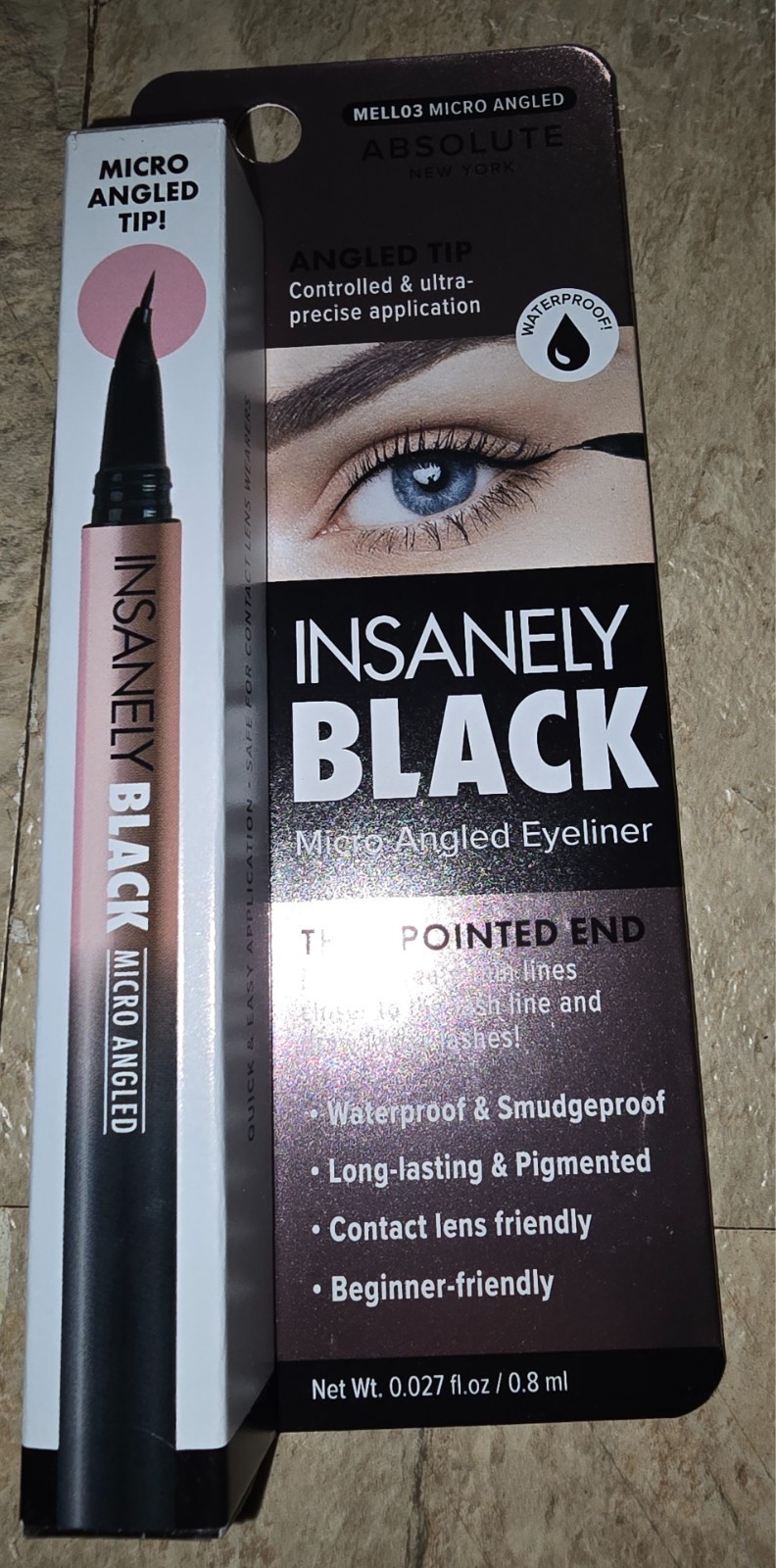 Absolute New York Insanely Black Micro Angled Liquid Eyeliner, Thin Pointed End,