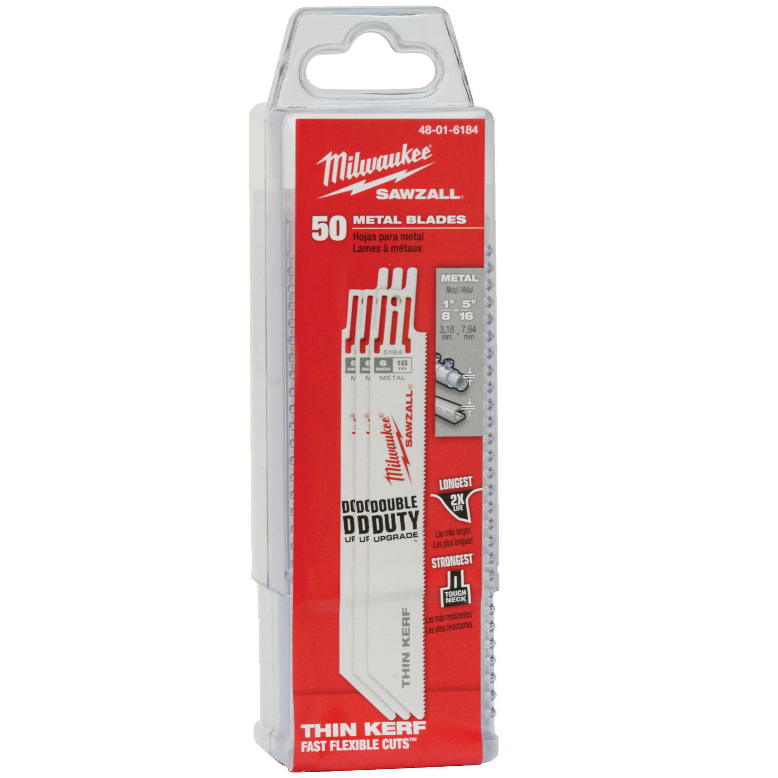Milwaukee 48-01-6184 6 in. 18 TPI Thin Kerf Sawzall Blades (50 Pk)