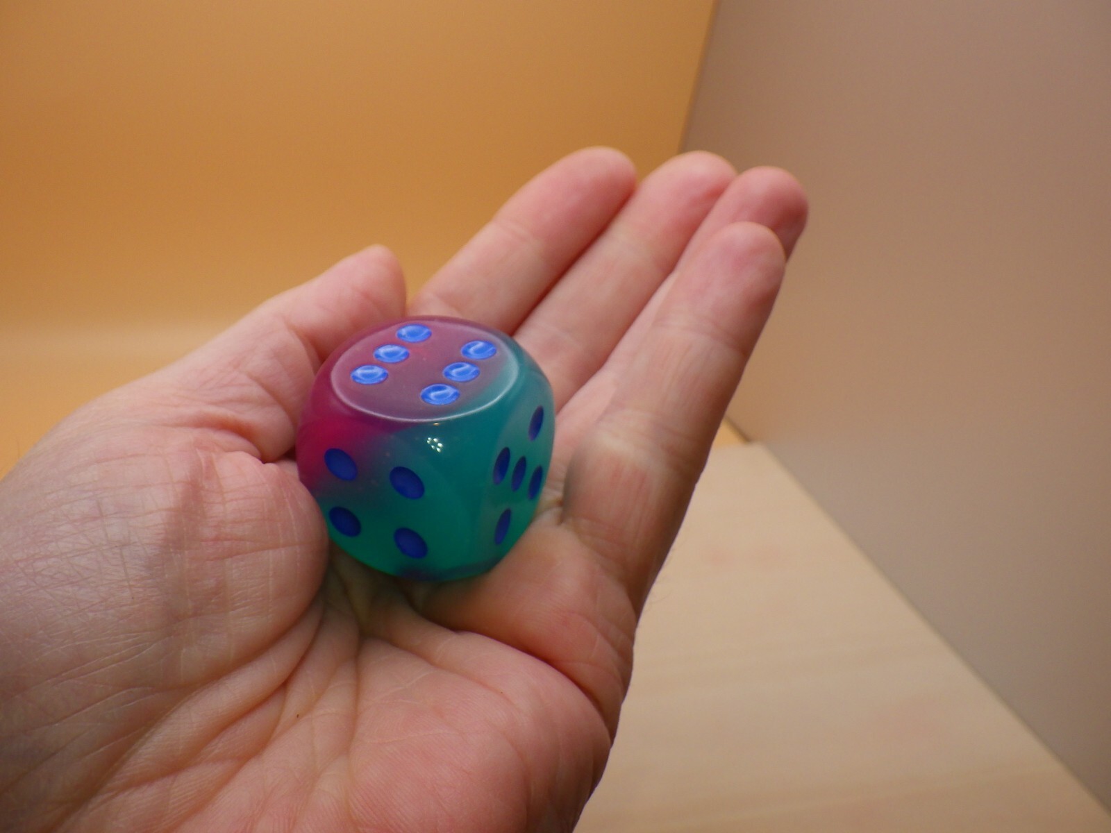 Chessex Jumbo 30mm D6 Gemini Gel Green Pink Blue Luminary Glow in Dark Dice RPG