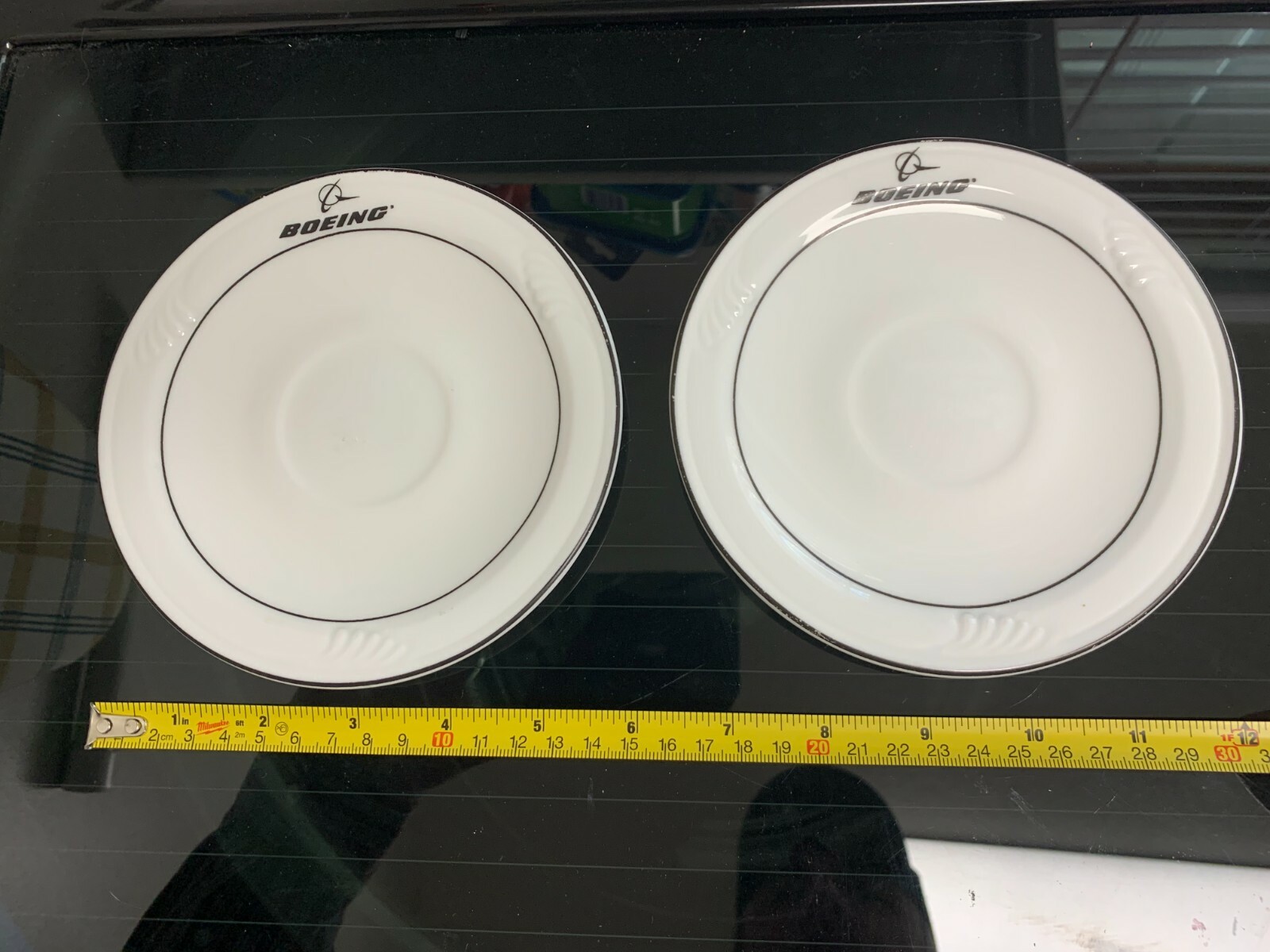 2 total vintage usa  McDonnell Douglas Boeing Rare Corning Dishes / saucers