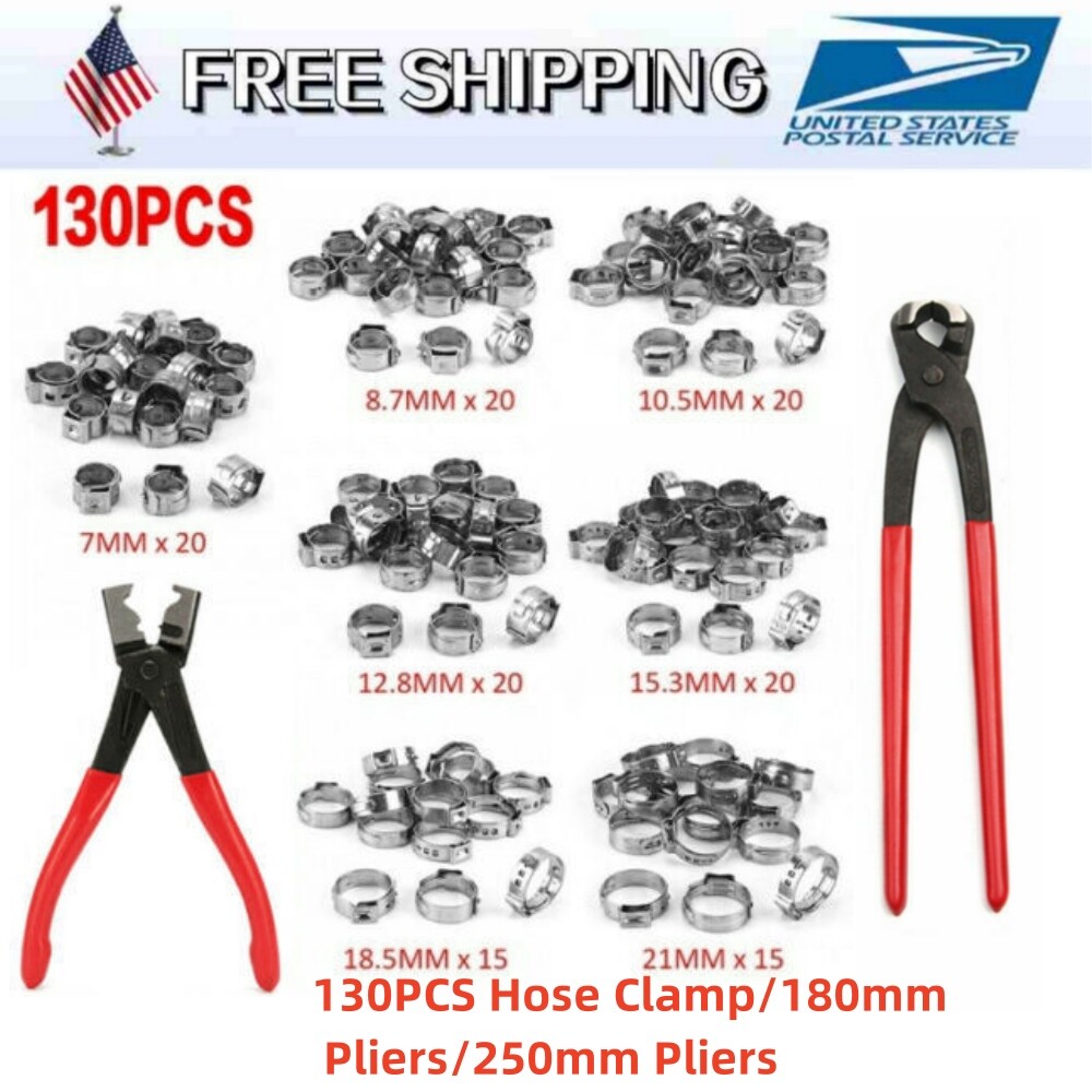 Hose Clamp Single Ear Stainless Steel Clip Crimp Air Water Fuel Pipe Set/Pliers