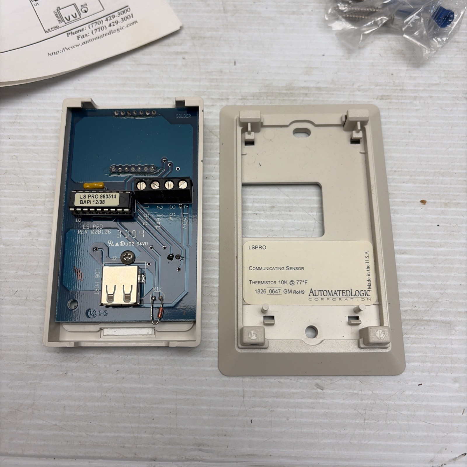 TWO Automated Logic ALC LSPRO Room Communicating Sensor Thermistor 10K @ 77F