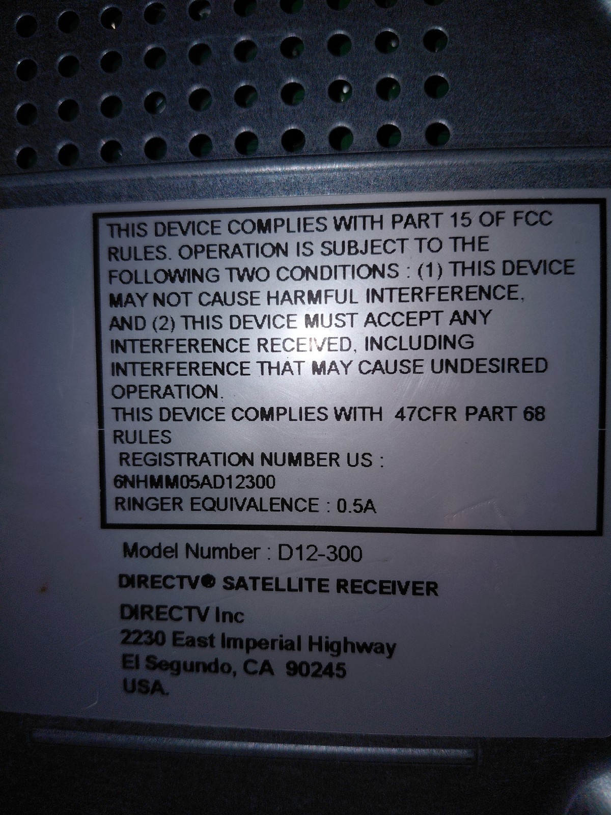 DIRECTV D12 TV Receiver