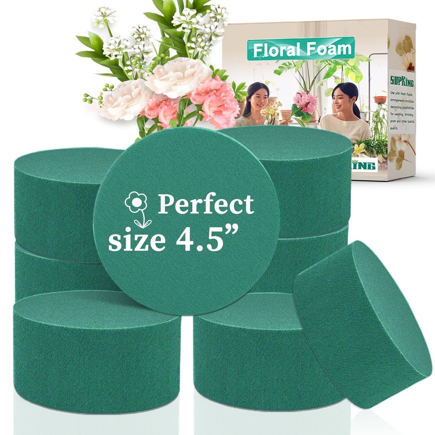 8 Pcs Round Floral Foam 4.5", Green Wet Dry Flower Foams Florist Blocks Plant...