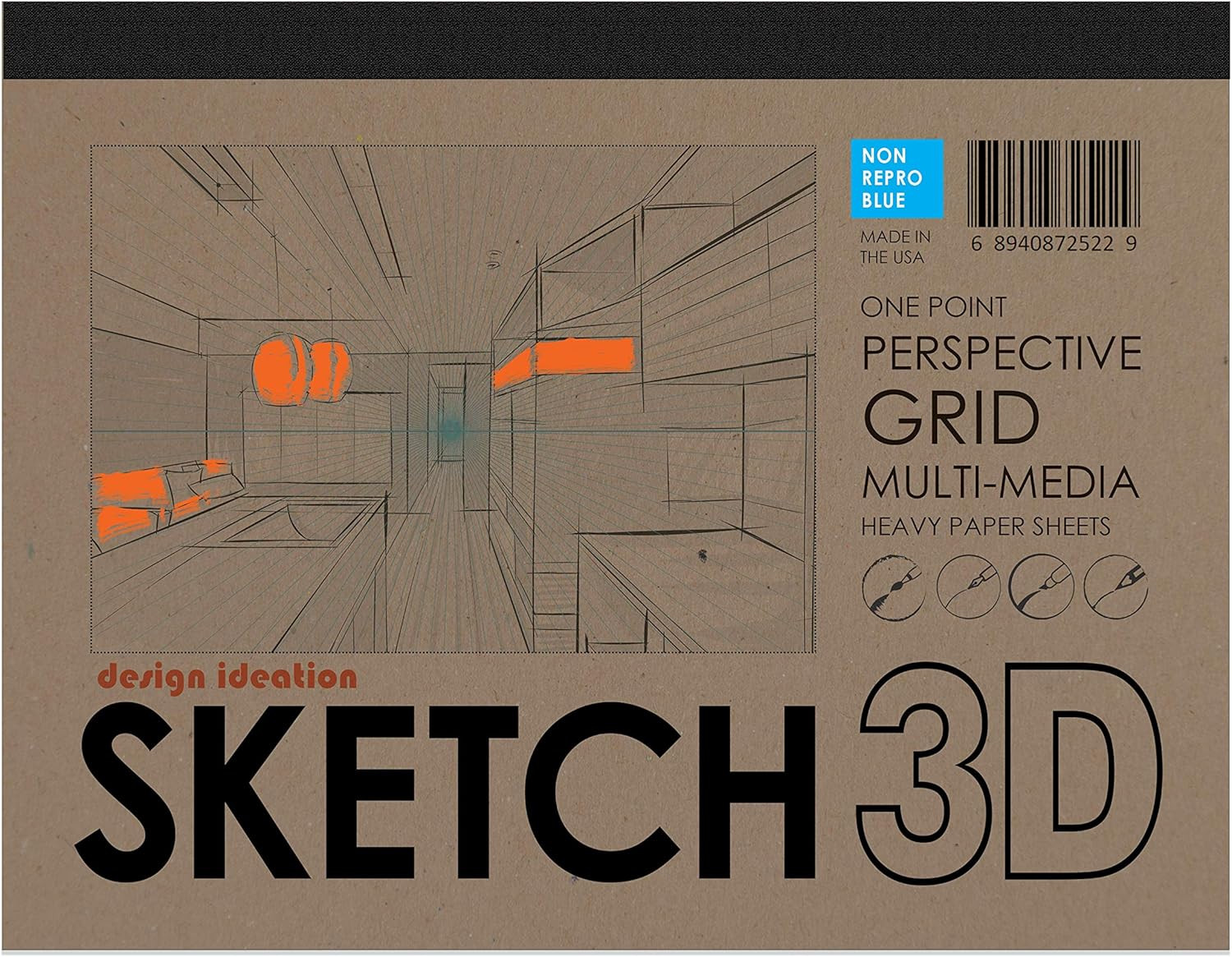 Perspective Grid PAD. Removable Sheet. Premium Paper. Smart-Bind Reinforced Lay