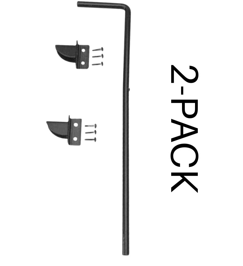 2-Pack Us Door & Fence Gcbus Steel Gate Cane Bolt Black