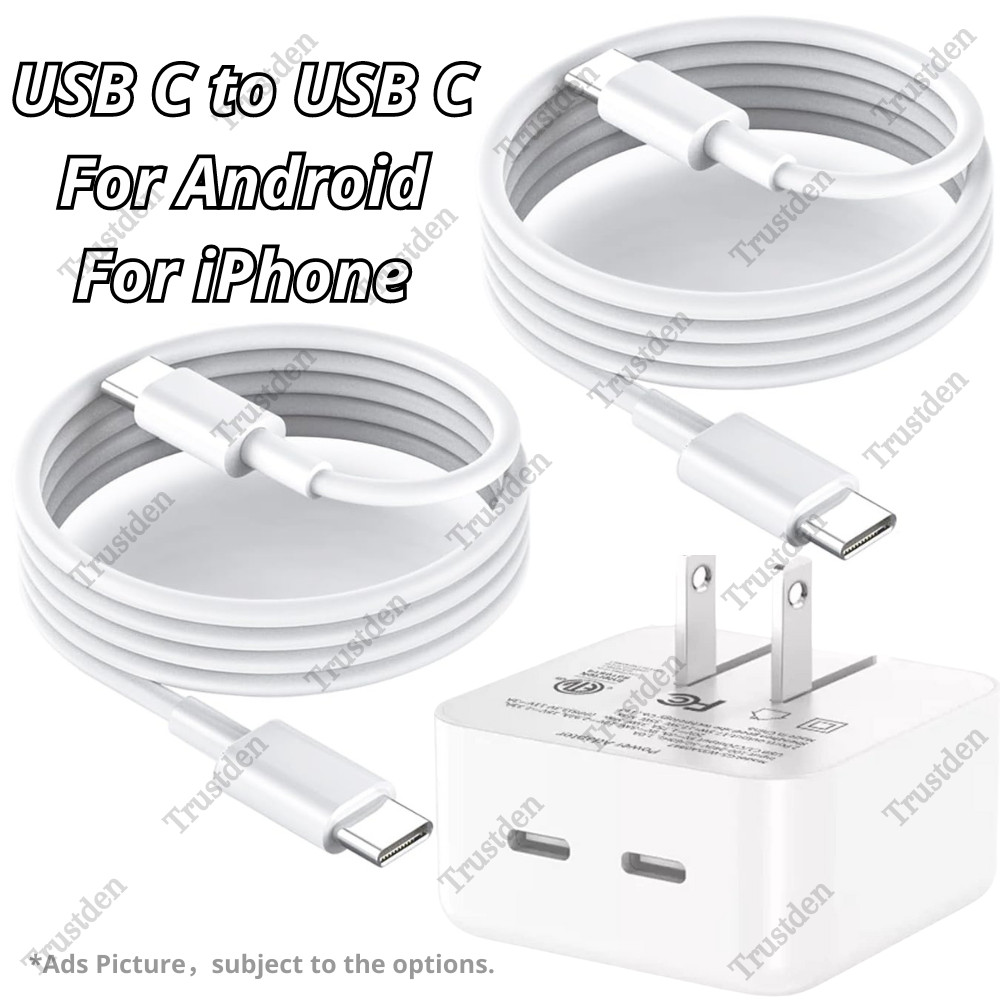 35W Dual USB-C Fast Charger PD Type-C Cable For iPhone 15 Pro Max Plus Android